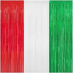 3 PCS Christmas Tinsel Foil Fringe Curtain 8×9.84 FT Streamers Fiesta