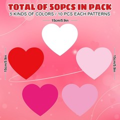 50 Pcs 6 Inch Valentine’s Day Paper Cutouts Love Heart Shape Decoration