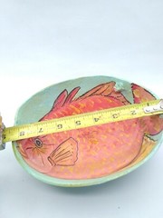 Hand Painted Coconut Shell W/Tropical Orange Fish Signed Beach House Decor