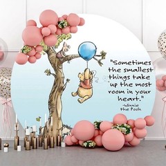 Round Winnie the Pooh Birthday Backdrop Party Baby Shower Background Photo Decor