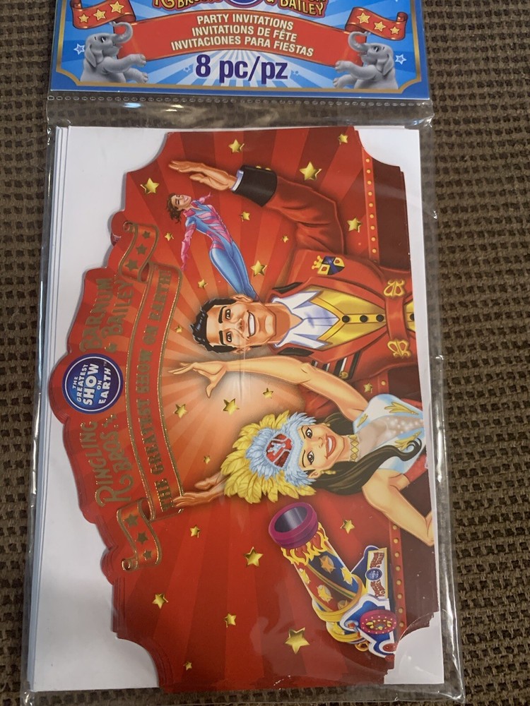 Ringling Bros. & Barnum & Bailey 8 Party Invitations Red New sealed