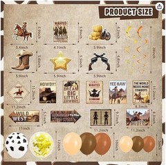 126 Pcs Wild West Cowboy Rodeo Bday Party Decor Supplies ~ Backdrop & Lots More!