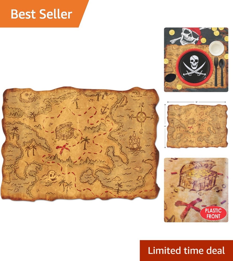 Durable Vintage Style Treasure Map for Pirate Celebrations