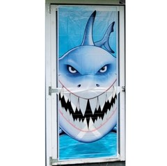 Luau Pirate SHARK ATTACK DOOR COVER Tropical Fish Ocean Backdrop Wall Decoration