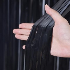 .x 6.6 ft Foil Fringe Backdrop Curtains, Tinsel Streamers Party 3 Black