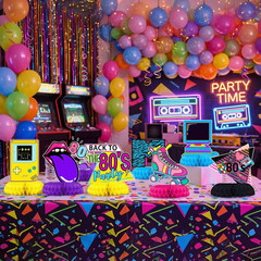 80S Party Decorations Honeycomb Centerpieces 12 Pcs, 1980S Retro Theme Table