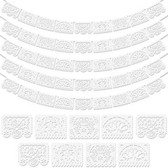 5 Pack White Papel Picado Banner, Cinco De Mayo Plastic Mexican Party Banner …