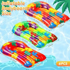 6 Pcs Inflatable Bodyboards for Water Slides,21.2 x 15 Inch Inflatable Tropic…