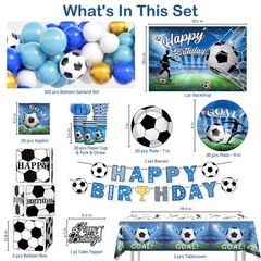 Soccer Party Decorations, All-in-1 Supplies Pack, Includes Plates and Napkins…