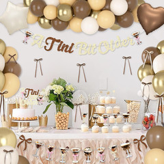 A Tini Bit Older Birthday Decorations, Gold Brown Glitter Tiny Bit Older Banner