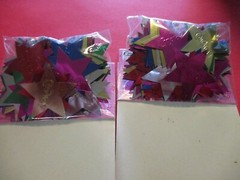 2 pk Multi Color Confetti Wedding Graduation -Multi color stars Stamped Congrats