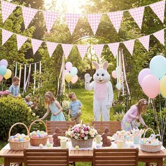 98.42 ft 120 Pieces Pink Gingham Pennant Banner – Pink Plaid Garland Decor Gi…