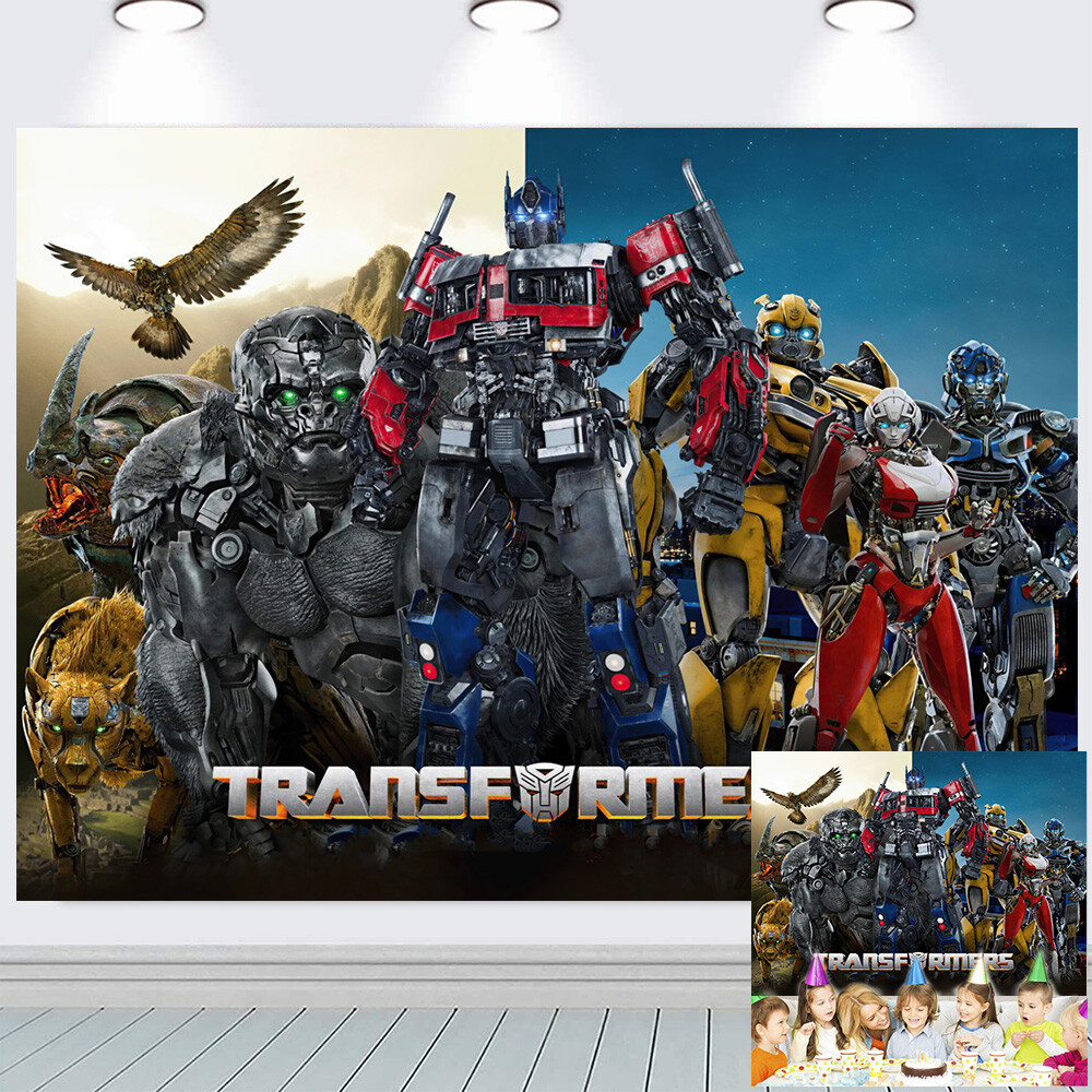 Transformers Rise Of TheBeasts Birthday Backdrop Banner Party Supplies 7x5ft