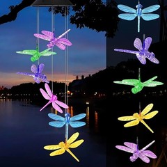 Solar LED Wind Chimes Color Changing Butterfly Dragonfly Hummingbird Outdoor