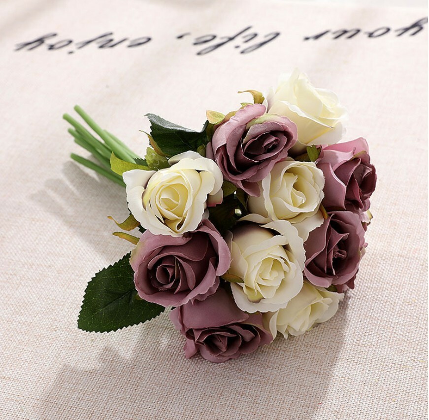 US 12 Heads Silk Rose Flowers Floral Bridal Wedding Bouquet Improve Home Vibes
