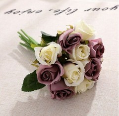 US 12 Heads Silk Rose Flowers Floral Bridal Wedding Bouquet Improve Home Vibes