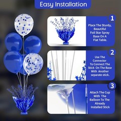 Royal Blue Balloon Table Centerpiece Kit, 6 Set Blue Balloon Stands for Table…