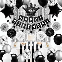 Black and Silver Birthday Party Decorations for Men Women Boys Girls Happy Bi…