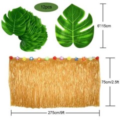Luau Grass Table Skirt 9ft for Hawaiian Party Moana Theme Tropical Birthday P…