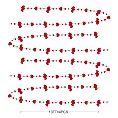 52Ft Valentines Day Party Decorations Red Heart 4 Count (Pack of 1),