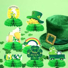 9Pcs St. Patrick’s Day Shamrocks Honeycomb Centerpiece for Table Decorations