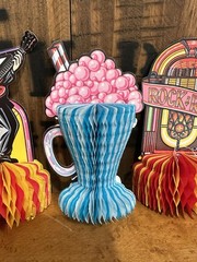 10 VINTAGE BEISTLE ROCK AND ROLL ART-TISSUE CENTERPIECE DIE-CUT