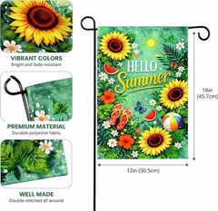 Compatible Sunflower Welcome Garden Flag Summer Yard Decor Polyester Outdoor