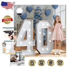 Large 3ft Marquee Number 40 White Foam Board – Perfect 40th Birthday Decor
