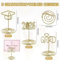 18Pcs 2026 Graduation Gold Photo Holders For Table Centerpieces, Grad Cap Pictur