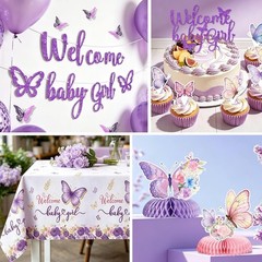 Butterfly Baby Shower Disposable Tableware (Plates, Napkins, Cups, Tablecover)