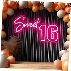 Sweet 16 Party Decorations Neon Sign, Sixteen 16th Birthday sweet 16