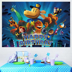 Dog Man Birthday Party Backdrop 5x3ft Cartoon Theme Banner Decoration Background