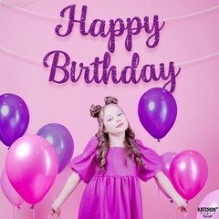 , Glitter Purple Cursive Happy Birthday Banner – Pre-Strung 10 Feet, Happy Bi…