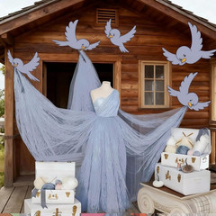 25 Pcs Gray Party Decor Theme Party Favors Blue Hanging Ornament 11.81 Inch B