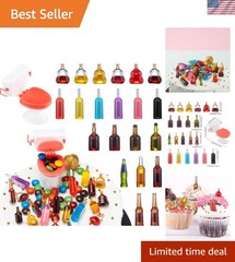 21-Piece Miniature Bottles & Funny Toilet Cake Topper for Dollhouse Decor