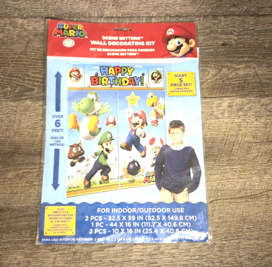 Nintendo Super Mario Bros Scene Setters Wall Decorating Kit for BIrthdays NEW