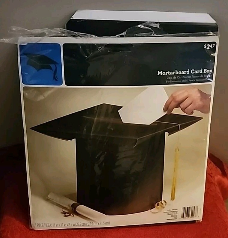 Mortarboard CARD BOX Graduation Graduate Gift BLACK Gold Tassel Party Unused