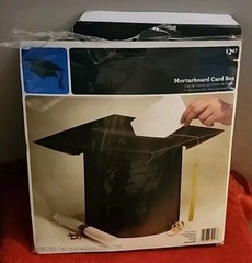 Mortarboard CARD BOX Graduation Graduate Gift BLACK Gold Tassel Party Unused