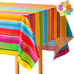 6 Pack Cinco de Mayo Plastic Tablecloths 54×108 Fiesta Mexican Theme Table Cover