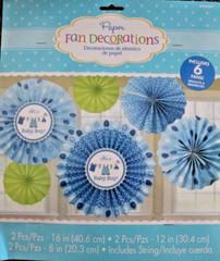 It’s A Boy Paper Fan Party Decorations 6 Pieces Circle Blue 2(16″) 2(12″) 2(8″)