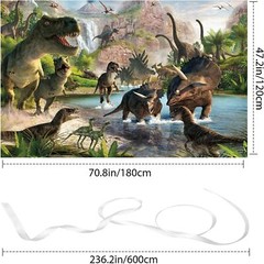 Dinosaur Backdrops For Kids Birthday Party Decoration Banner Jungle Dinosaur Wor