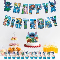 NEW Cartoon Lilo & Stitch Theme Birthday Party Decorate Supplies Set TL