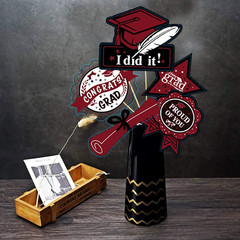 Graduation Decorations Maroon Black 2025/Burgundy Black Graduation Party Table D