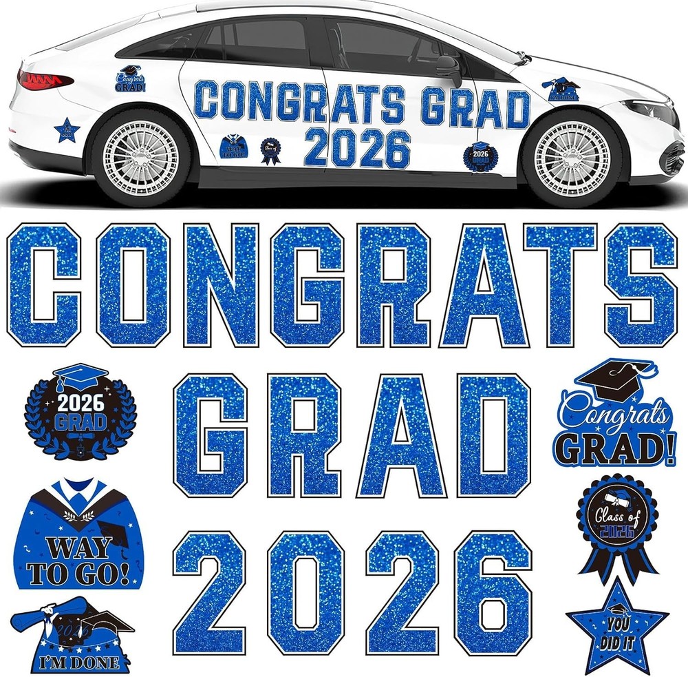 Graduation Car Decorations Magnets, 22Pcs Class of 2026 Grad Decor Car Magnetic