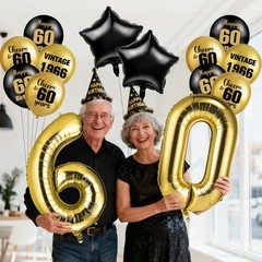60th Decorations for Men Vintage 1966 60th Balloons with 32 Inch Gold Number …