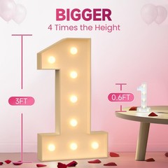Tongjoy 3Ft Marquee Numbers 16 Light Up Numbers For 16 Birthday Decoration
