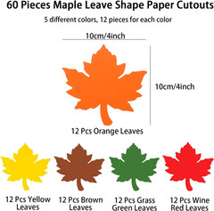 60 Pieces Maple Leaves Cutouts Paper Fall Leaves 4 Inch Leaf Cutouts Assorted Co