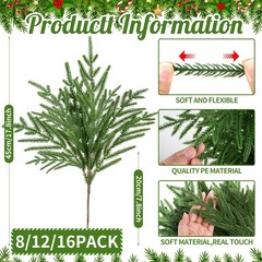 8 PCS 18 Inches Artificial Christmas 18 inches x 8 x 8 inches, Green