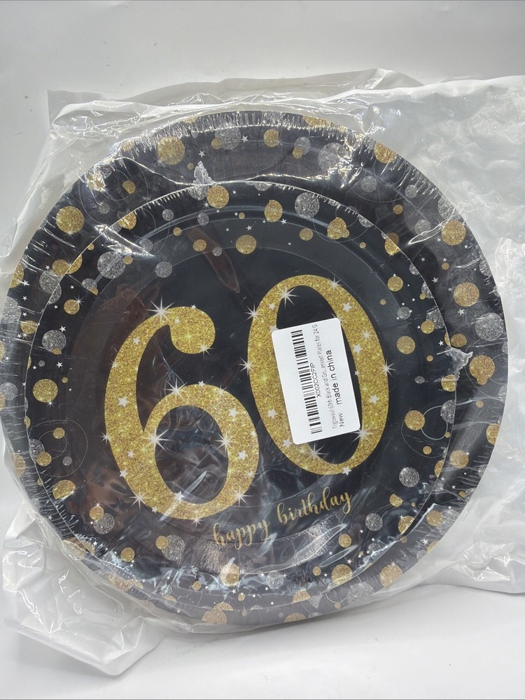 60Th Birthday Decorations for Men Women, 48 Paper Plates, 7 & 9 Inches