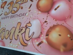 Personalised Happy Birthday Rose Gold Backdrop Background Balloon Party poster